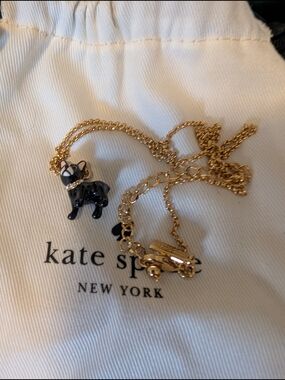 kate spade Black Dog Pendant Necklace with Gold Chain